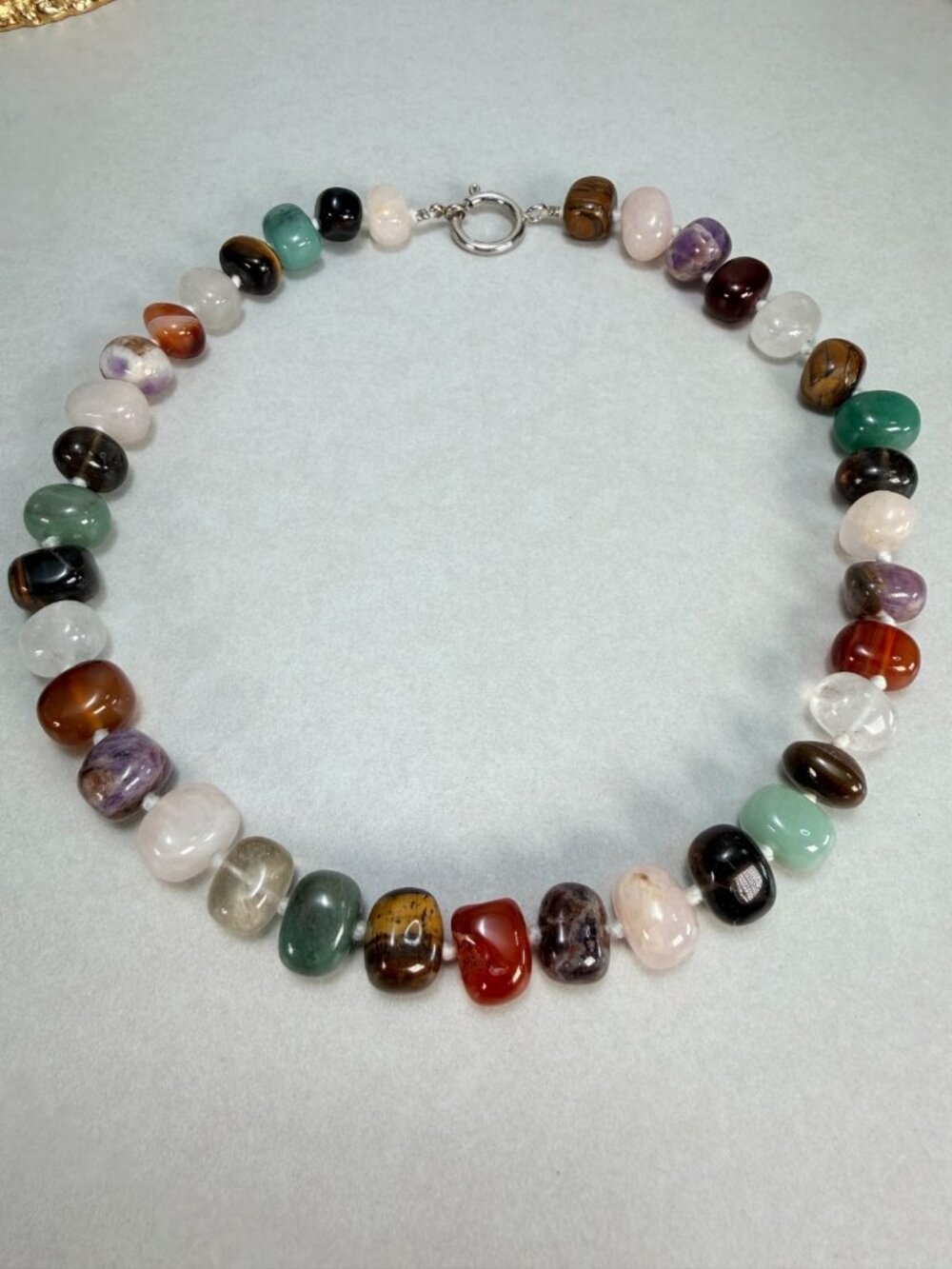Natural Gemstone Nugget Necklace Multi Stone Quartz Agate Aventurine - Picture 9 of 9